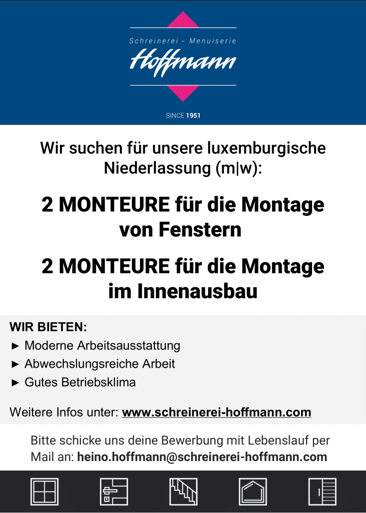 2 Monteure Außen- + Innenschreinerei