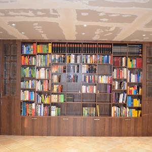 Bibliothèque en bois de teinte foncée